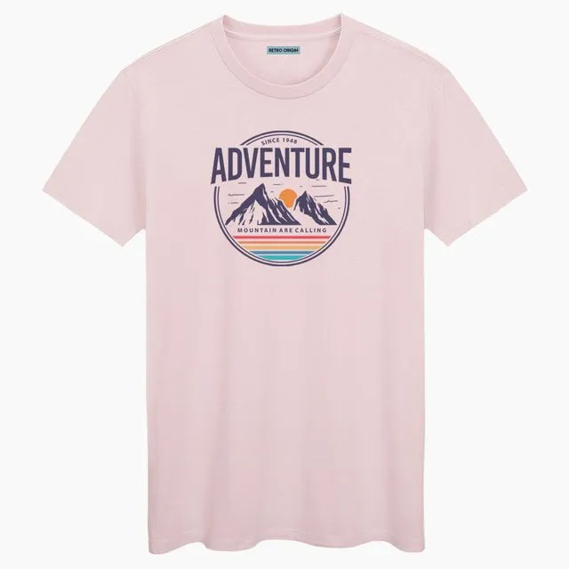Adventure Is Calling Unisex Pink Cream T-shirt