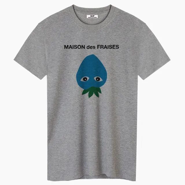 MAISON des FRAISES Blue Unisex Grey T-shirt
