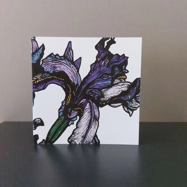 Iris Blank Floral Greeting Card, Pack of 5