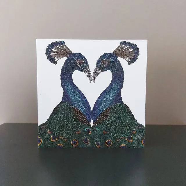 Peacock Lovers Blank Bird Greeting Card, Pack of 5