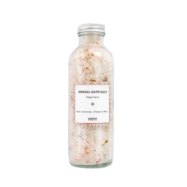 Herbal Bath Salt – Happiness – Rose Geranium, Orange & Mint