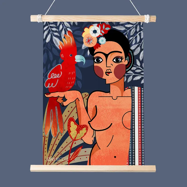 Frida Kahlo - portrait with parrot Fine Art