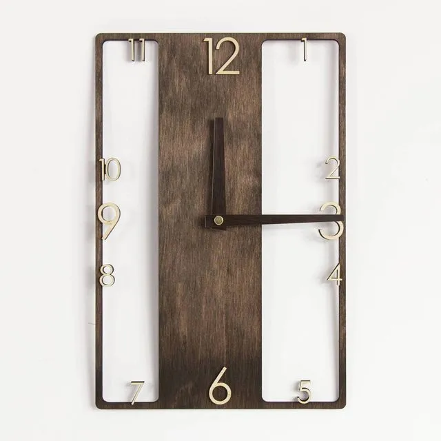 Wall clock . Rectangular wooden wall clock
