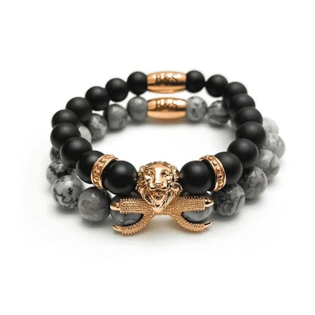 Rose Gold Lion with Black & Grey Stones