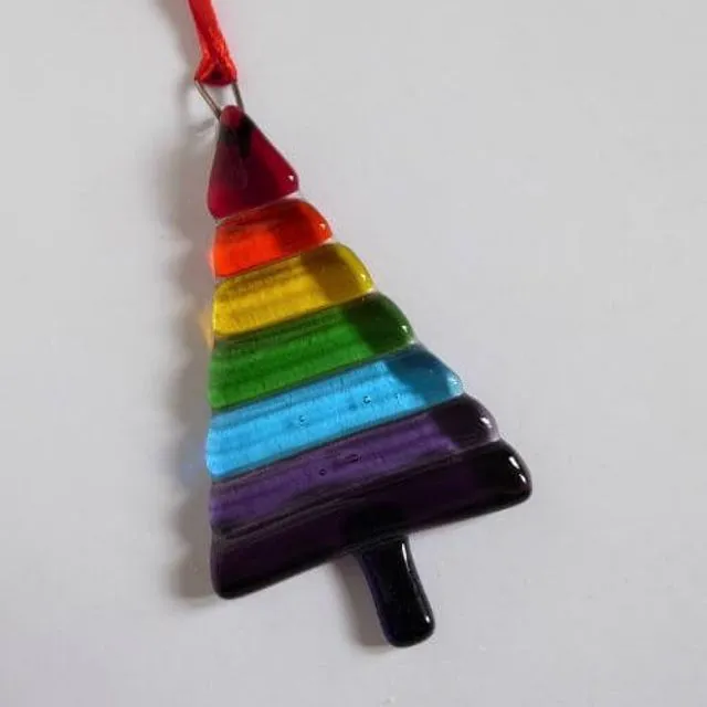 Glass Christmas tree - rainbow stripe