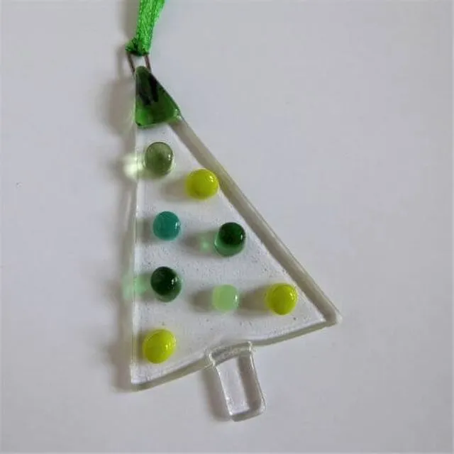 Glass Christmas tree - green bauble