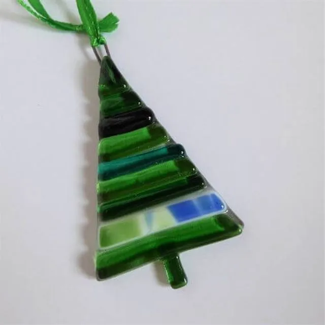 Glass Christmas tree - green stripe