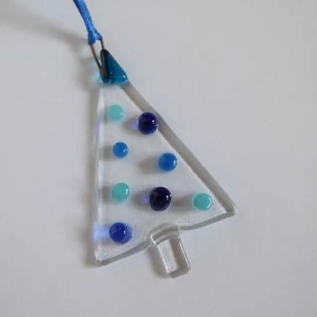 Glass Christmas tree - blue bauble