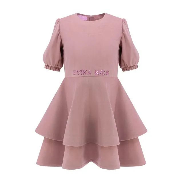 Shiny Detailing Velvet Dress in Pink