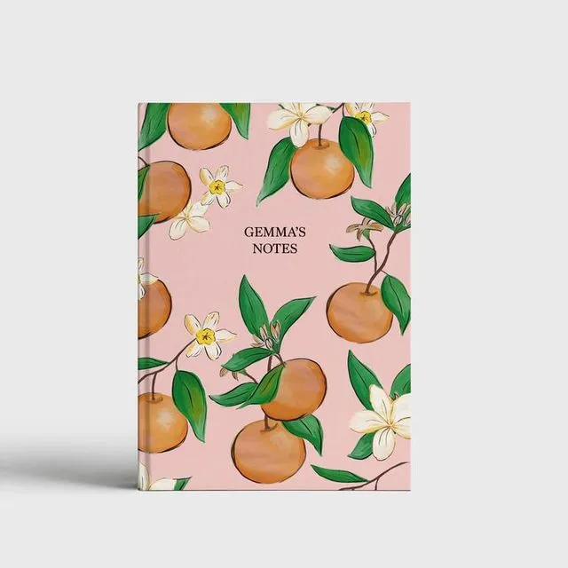 Orange Blossom A5 Notebook in Pink, Paper Type - Plain