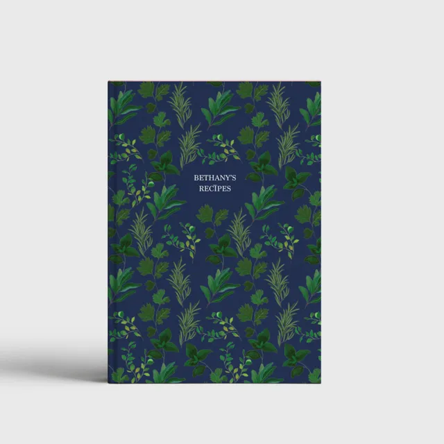 Navy Herb Print A5 Notebook , Paper Type - Blank