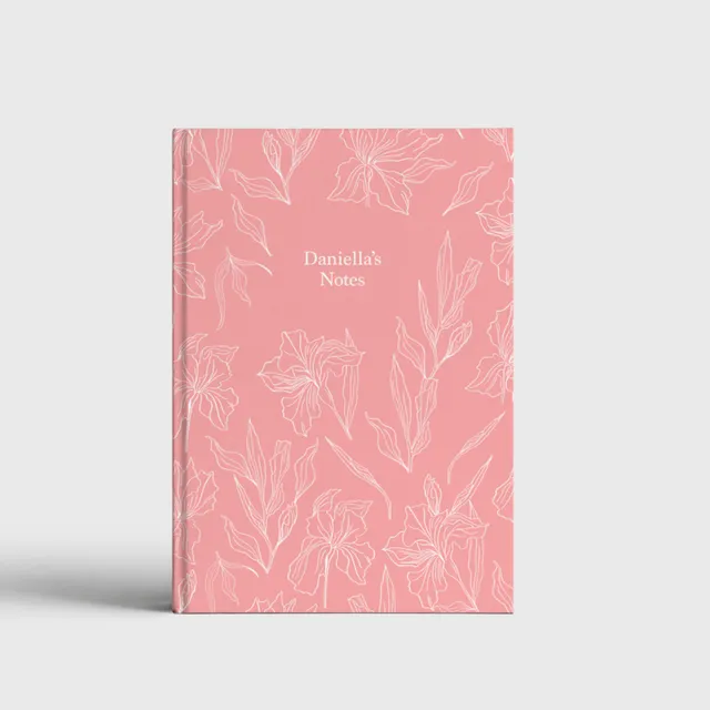 Iris Floral A5 Notebook in Pink, Paper Type - Plain