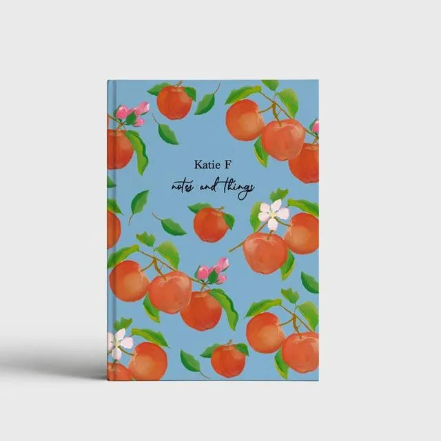 Apple Blossom A5 Notebook in Blue, Paper Type - Plain