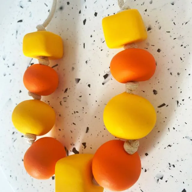 Yellow and Orange bold statement necklace