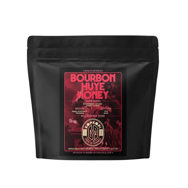 250 Gram 100% Arabica whole bean specialty coffee from Rwanda - BOURBON HUYE HONEY