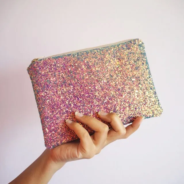 Purple Rainbow Glitter Makeup Bag
