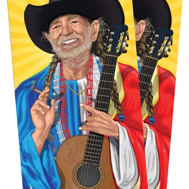 One (1) Saint Willie Nelson Celebrity Stickers - Full Color, Vinyl, Gloss, Waterproof and Weatherproof - 3" x 7" â€“ Great for laptop, cup, wall, mirror, vehicle, car, truck