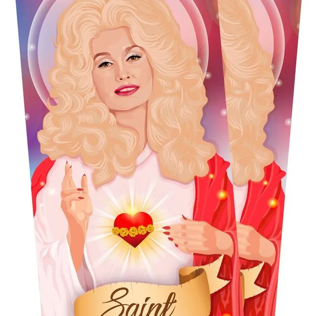 One (1) Saint Dolly Parton Celebrity Stickers - Full Color, Vinyl, Gloss, Waterproof and Weatherproof - 3" x 7" â€“ Great for laptop, cup, wall, mirror, vehicle, car, truck