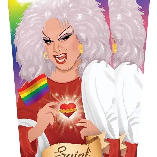 One (1) Saint Divine Queen of Filth Drag Gay Queer LGBTQ+ Pride Icon Celebrity Stickers - Full Color, Vinyl, Gloss, Waterproof and Weatherproof - 3" x 7" â€“ Great for laptop, cup, wall, mirror, vehicle, car, truck