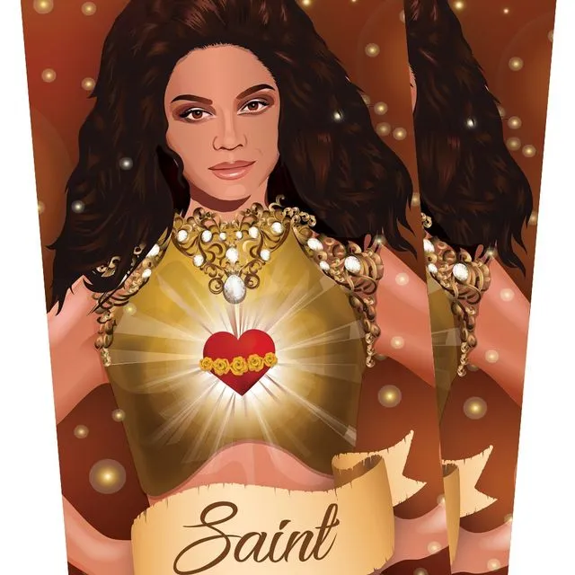 One (1) Saint Beyonce Queen Bey Bee Hive Celebrity Stickers - Full Color, Vinyl, Gloss, Waterproof and Weatherproof - 3" x 7" â€“ Great for laptop, cup, wall, mirror, vehicle, car, truck