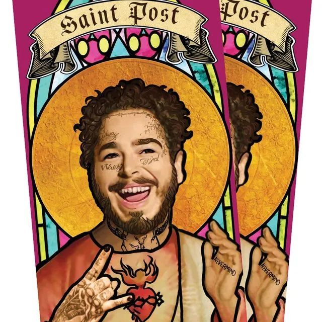 One (1) Saint Post Malone Posty Celebrity Stickers - Full Color, Gloss, Waterproof and Weatherproof - 3" x 7"