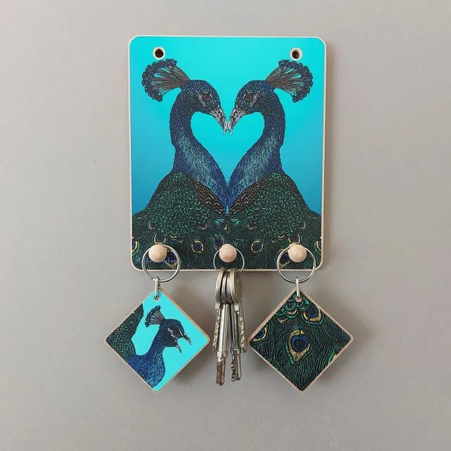 Peacock Lovers Key Holder/Hanger