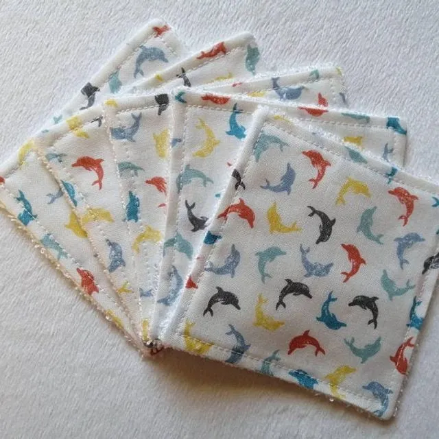 Reusable Bamboo Face Wipes - Dolphins