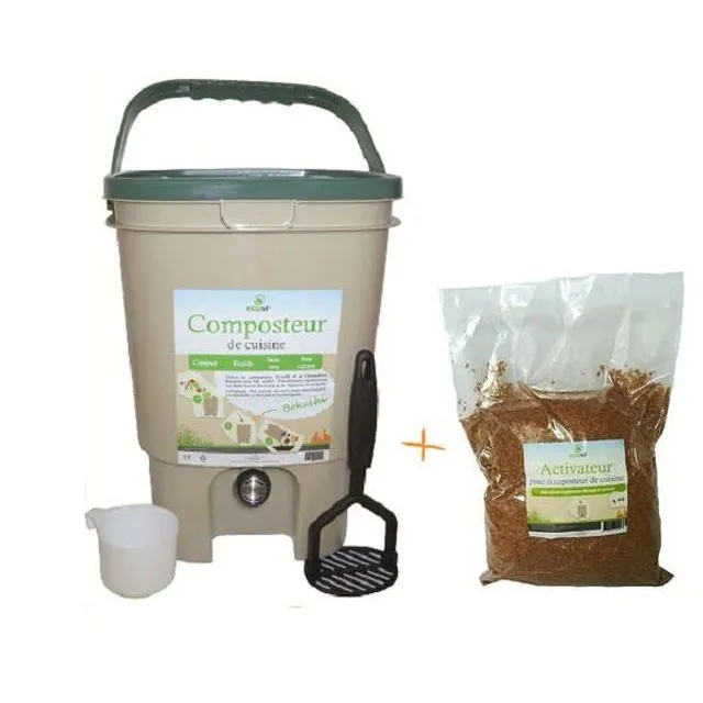 Bokashi bucket 20 Liter kitchen composter with activator - Brand Ecovi®