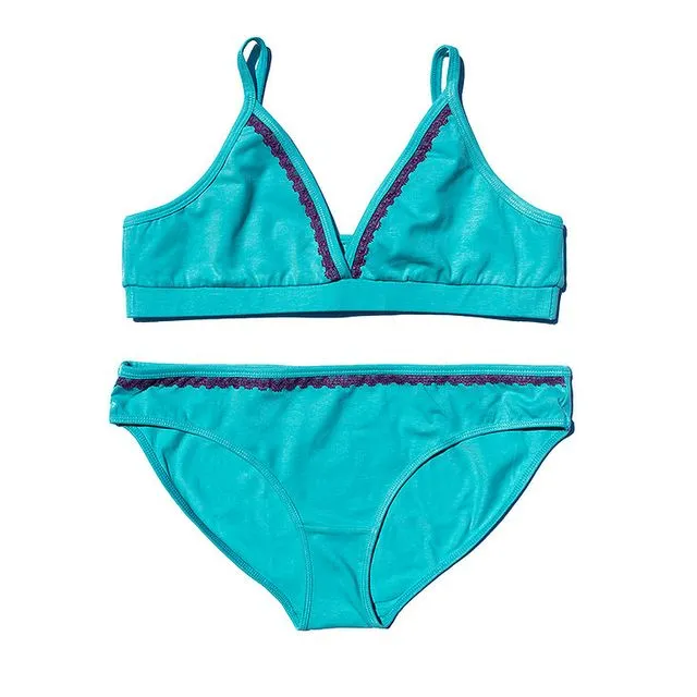 Turquoise Iris Bralette + Panty set