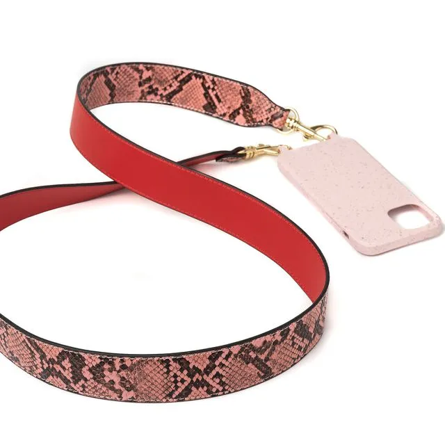 Mabel Pink Snakeskin with Red