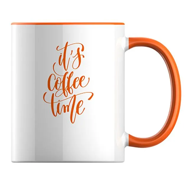 "It's coffee time" premium ceramic 11oz (312ml) Orange