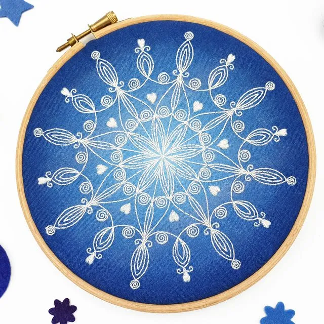 Snowflake Mandala Embroidery Pattern Fabric Pack