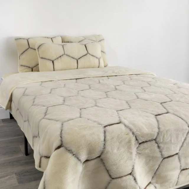 Cashmere Wool Quilt 135 - Natural Hex