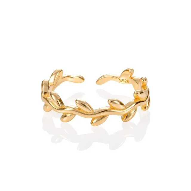 Adjustable Gold Leaf Toe Ring for Women