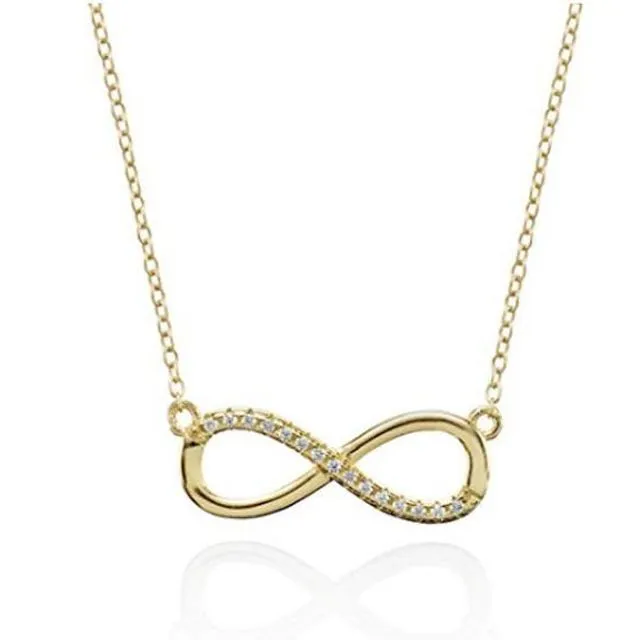 Gold Infinity Necklace for Women with Cubic Zirconia