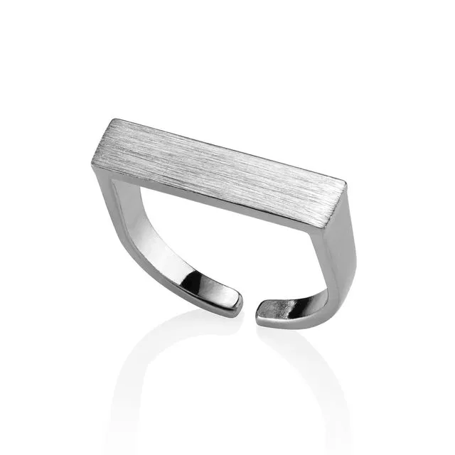 Adjustable Plain Silver Bar Ring for Women