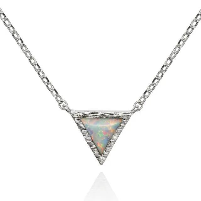 Triangle Opal Pendant Necklace