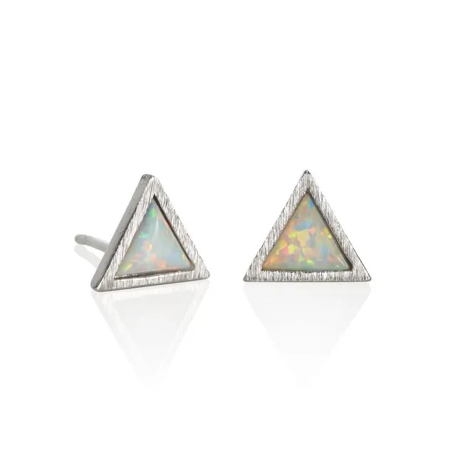 Triangle Opal Stud Earrings