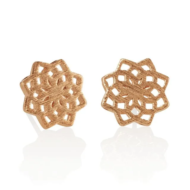 Rose Gold Mandala Stud Earrings