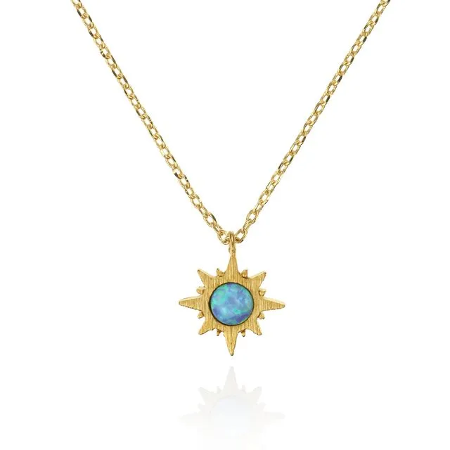 Gold Sunburst Opal Pendant Necklace