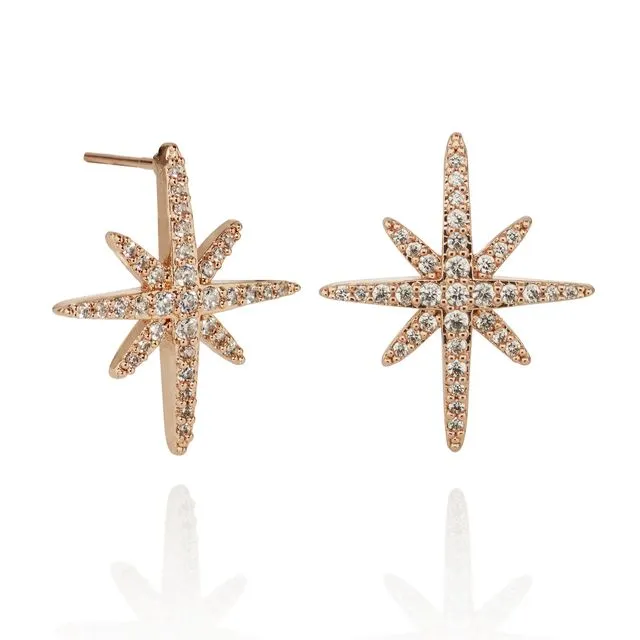 North Star Rose Gold Earrings with Cubic Zirconia