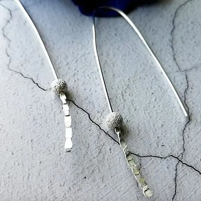 Sterling Silver Cork Screw threader Hoop Earrings