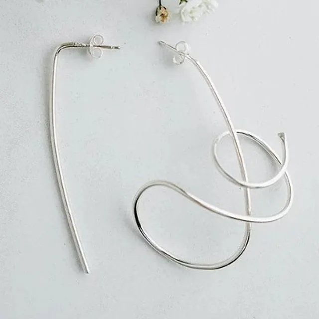 Long Sterling Silver Miss Matched Earrings