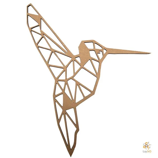 Lay3rD Lasercut - Wooden Wall art - Hummingbird - Geometric - Medium