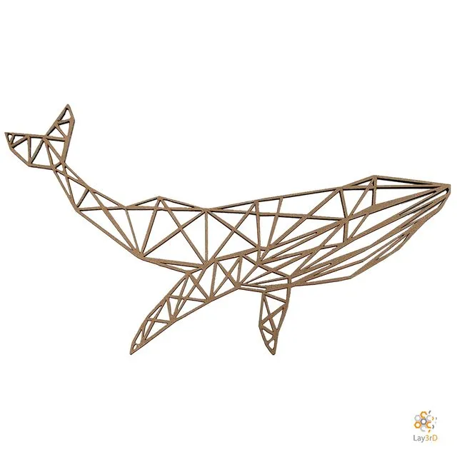 Lay3rD Lasercut - Wooden Wall art - Whale - Geometric - Maxi