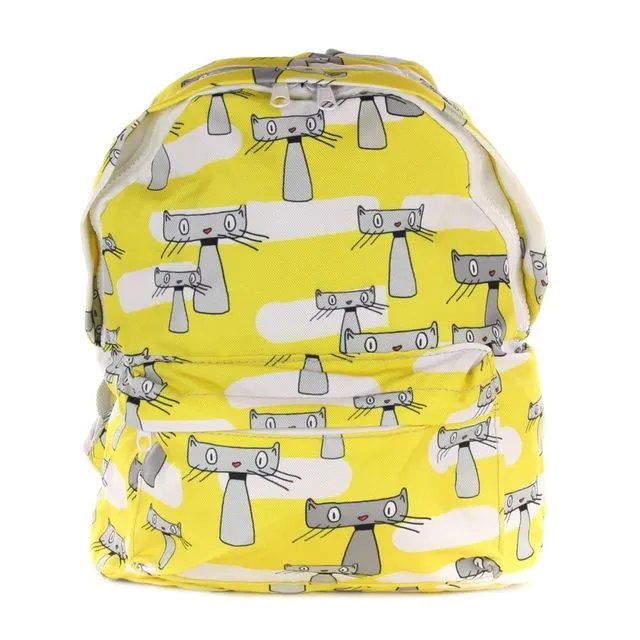 Backpack yellow cats,made from recycled PET bottles.
