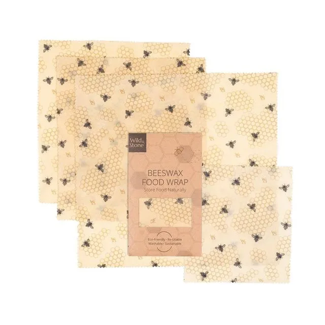 Beeswax Food Wraps - Honeycomb - 4 Pack (1x Small, 2x Medium, 1x Large)