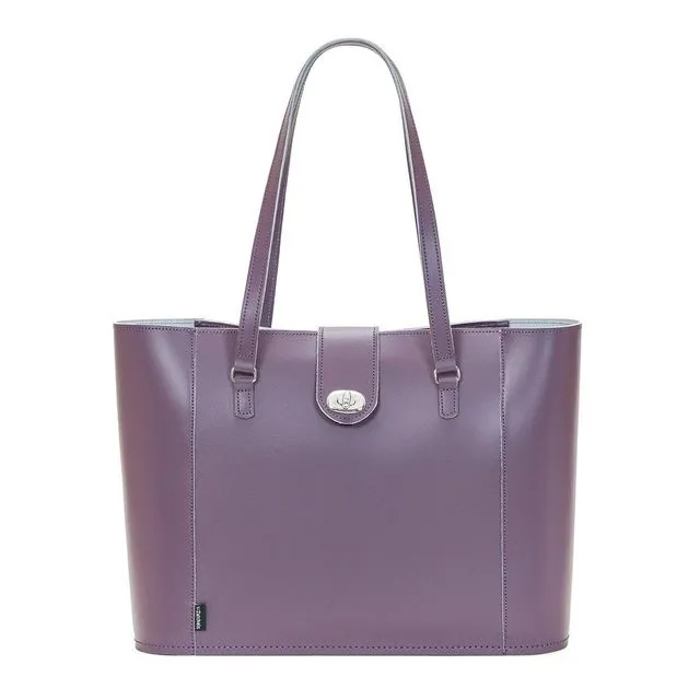 Nile Purple Twistlock Leather Tote Bag
