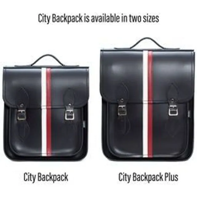 British Edit Navy Leather City Backpack Plus