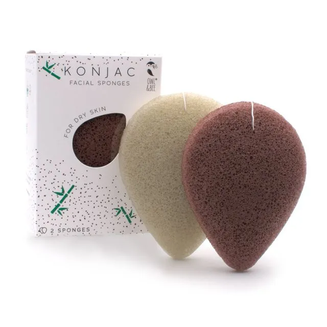 Owl & Bee® Natural Konjac facial sponges - For dry skin - Pack of 6